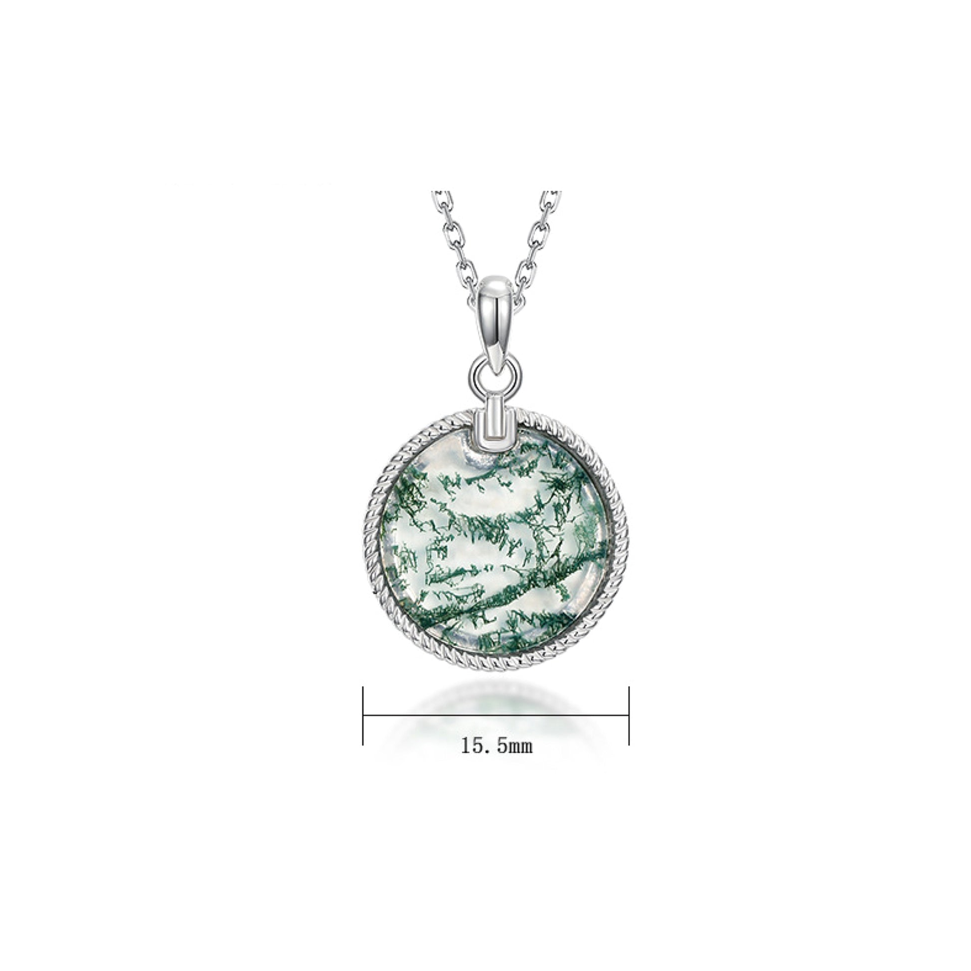 Sylvia Round Cut Moss Agate Vintage Necklace