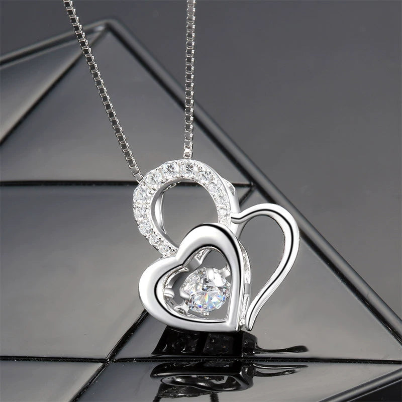 “Anabel” Heart to Heart Cubic Zirconia Classic Necklace