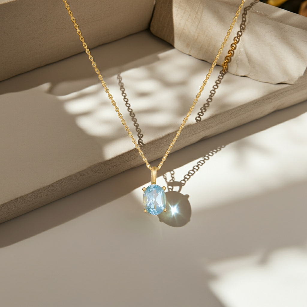 Collier classique Elara en topaze ovale