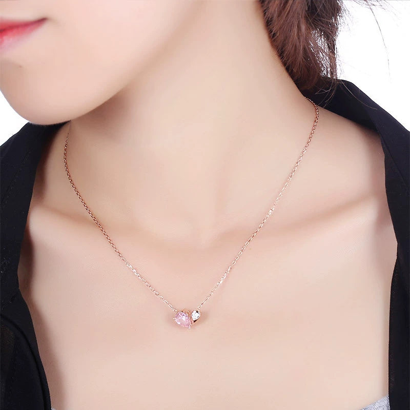 “Felicity” Heart to Heart Pink Cubic Zirconia Classic Pendant