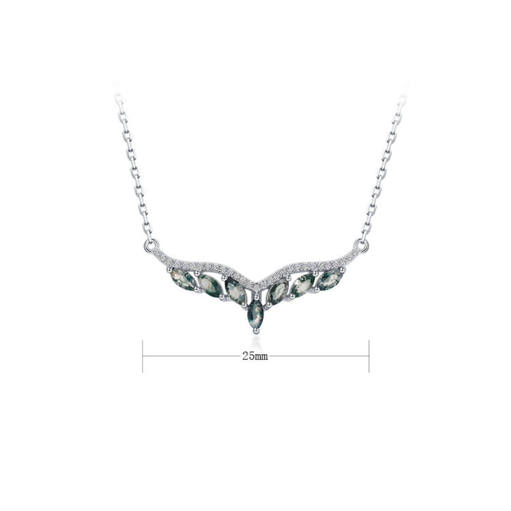 Camellia Pear Cut Moss Agate Nature Necklace