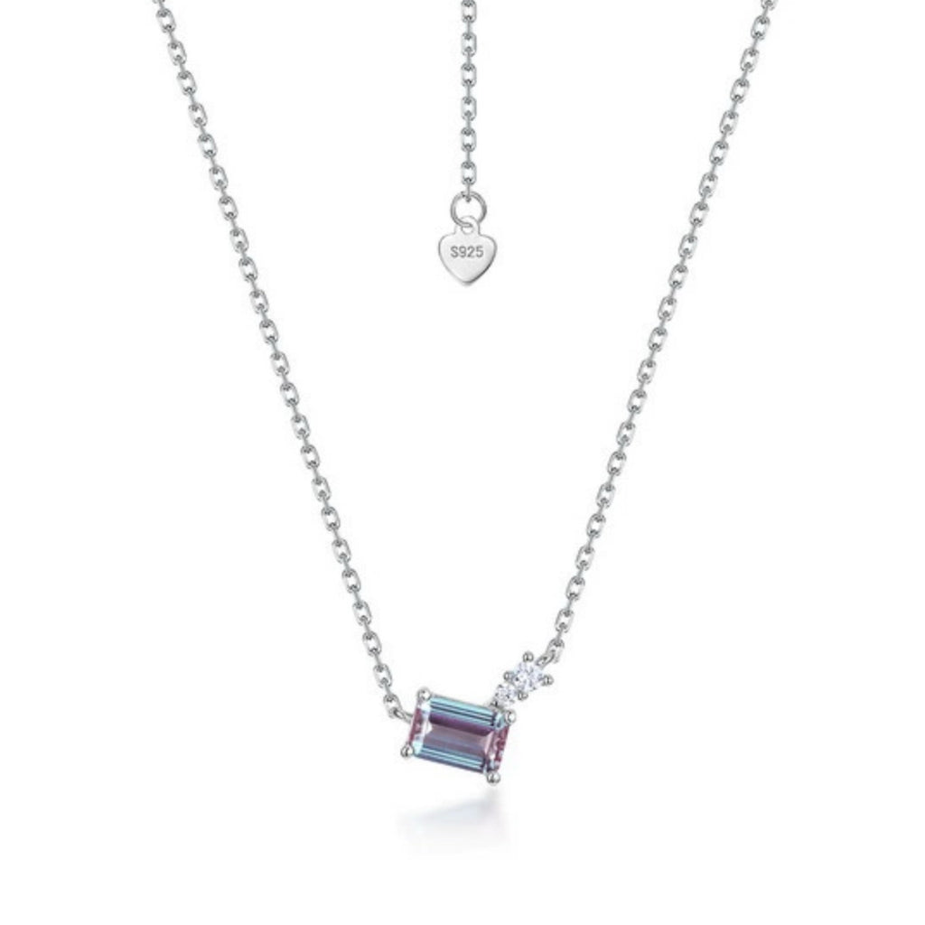 Estelle Emerald Cut Lab Alexandrite Classic Necklace