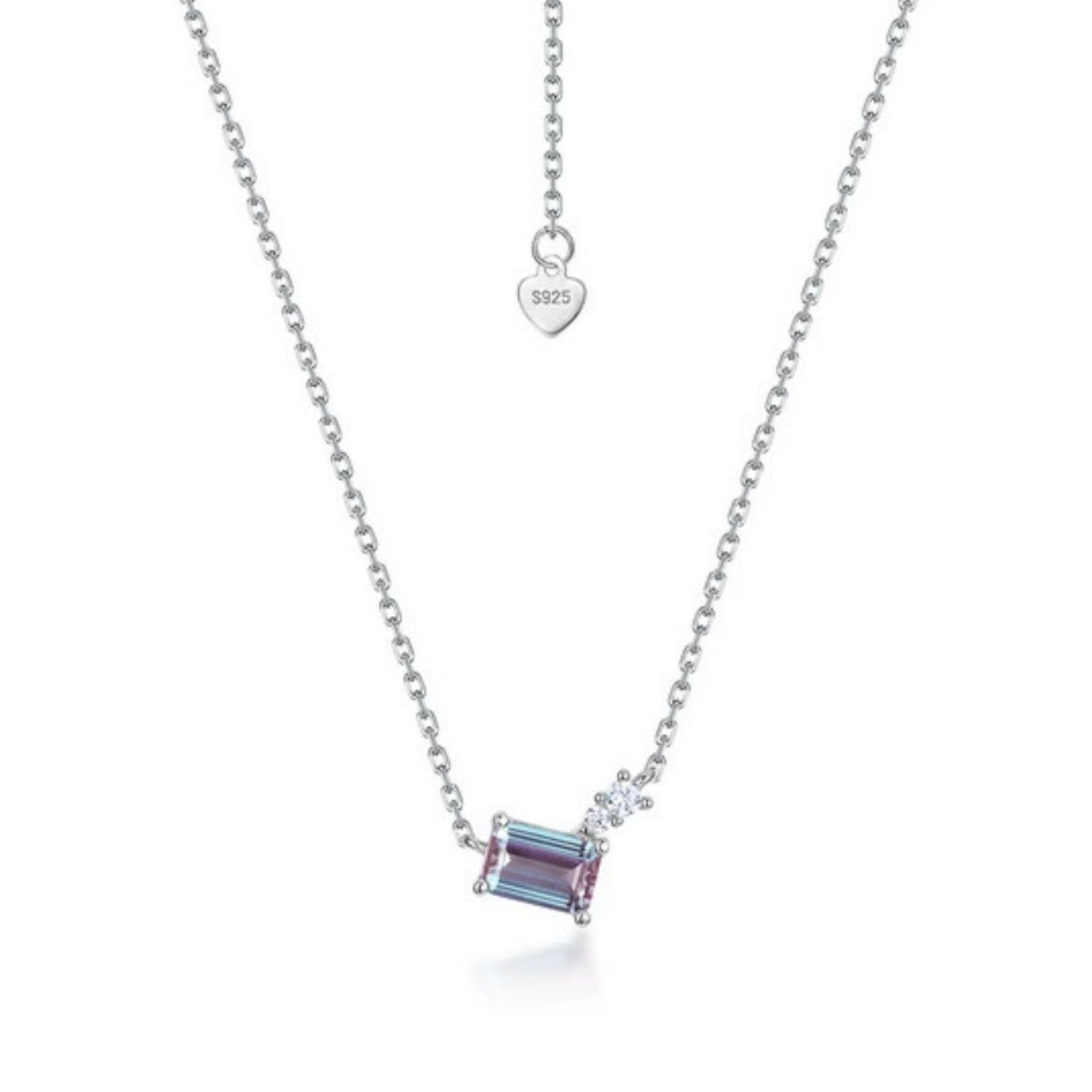 Estelle Emerald Cut Lab Alexandrite Classic Necklace