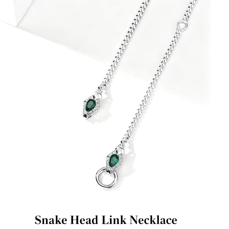 Margaret- Oval Cut Emerald Unique Snake-shaped Necklace