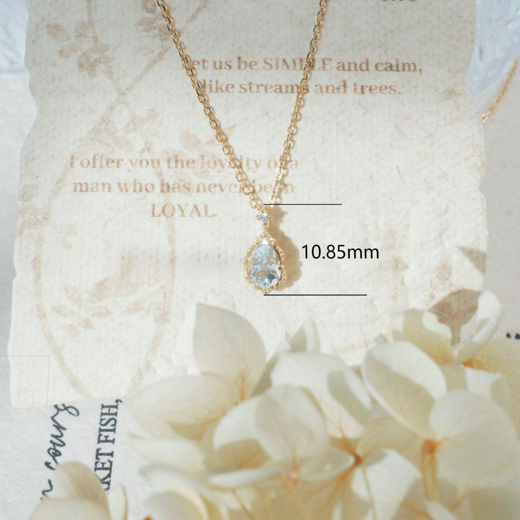 Pear Cut Aquamarine Elegant Vintage Necklace - ‘Antoinette’