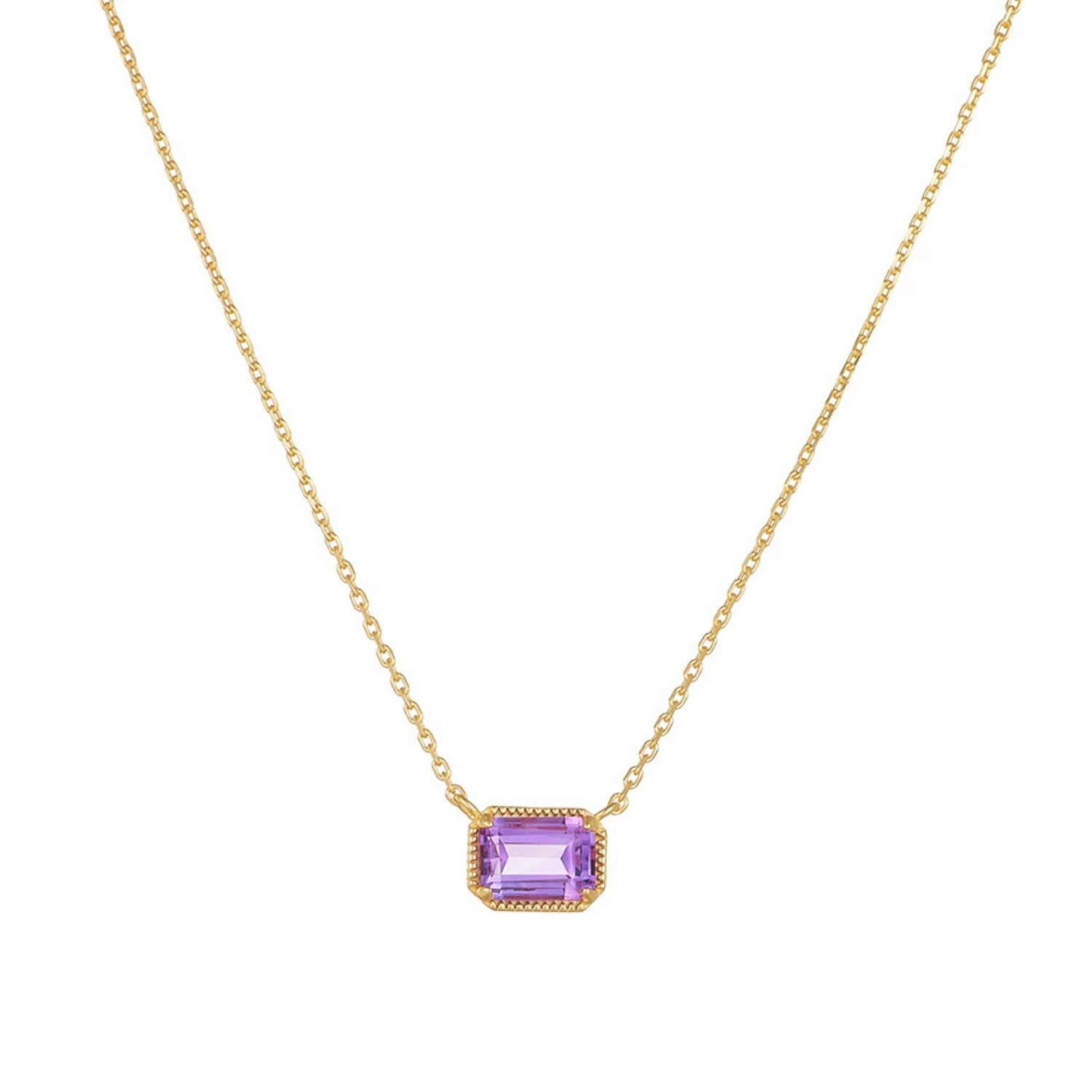 Mirielle Emerald Cut Amethyst Classic Necklace