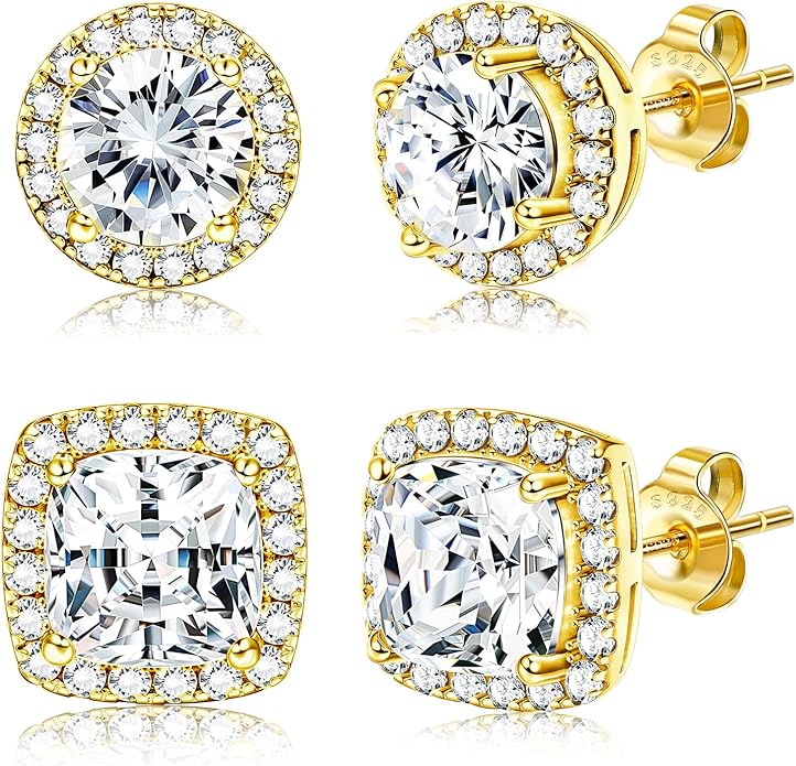 Round & Cushion Cut Moissanite Halo Collection Stud Earrings