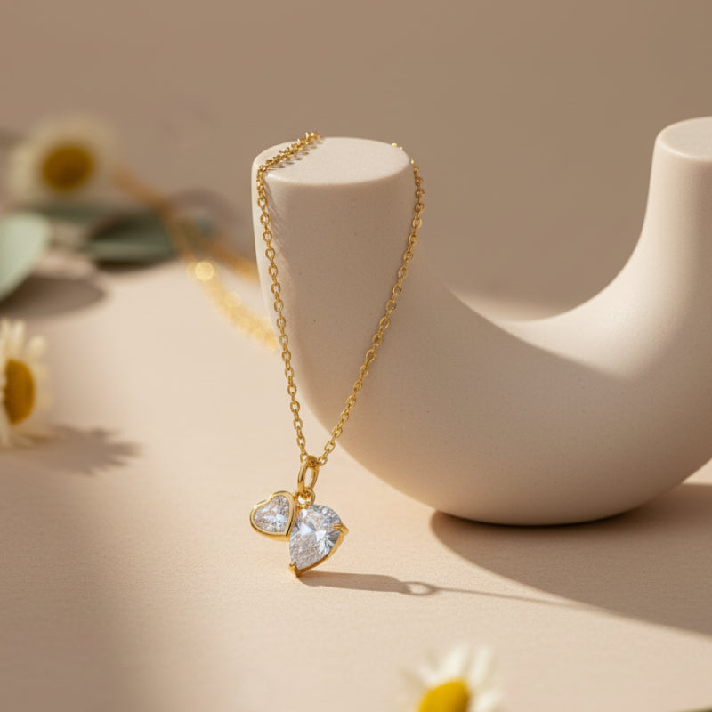 "Theodore" Heart to Heart Cut Cubic Zirconia Classic Necklace