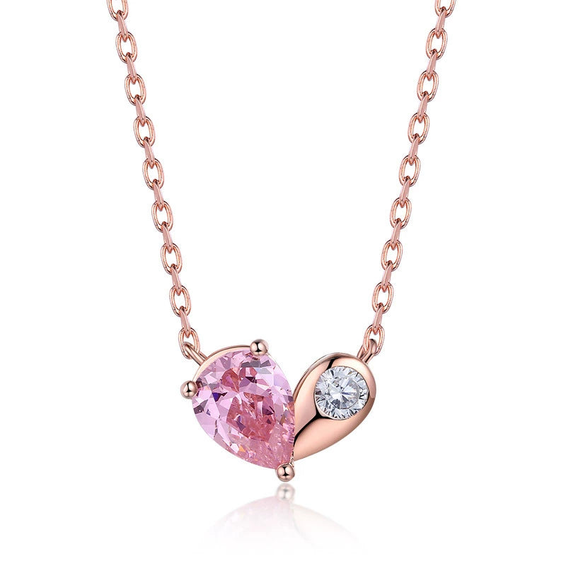 “Felicity” Heart to Heart Pink Cubic Zirconia Classic Pendant
