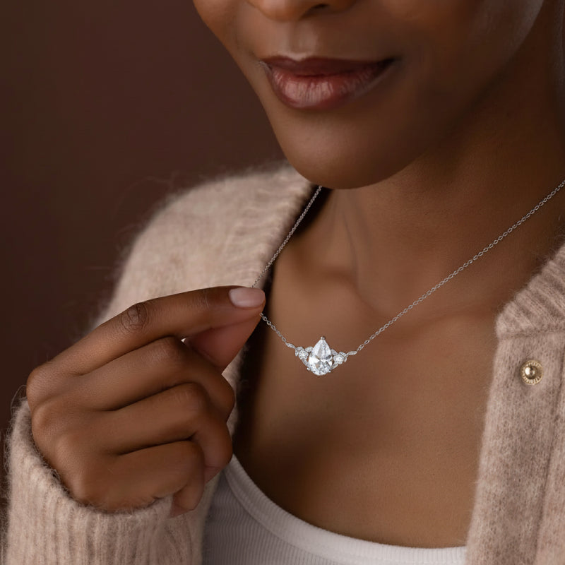 "Eira" Pear Cut Cubic Zirconia Classic Necklace