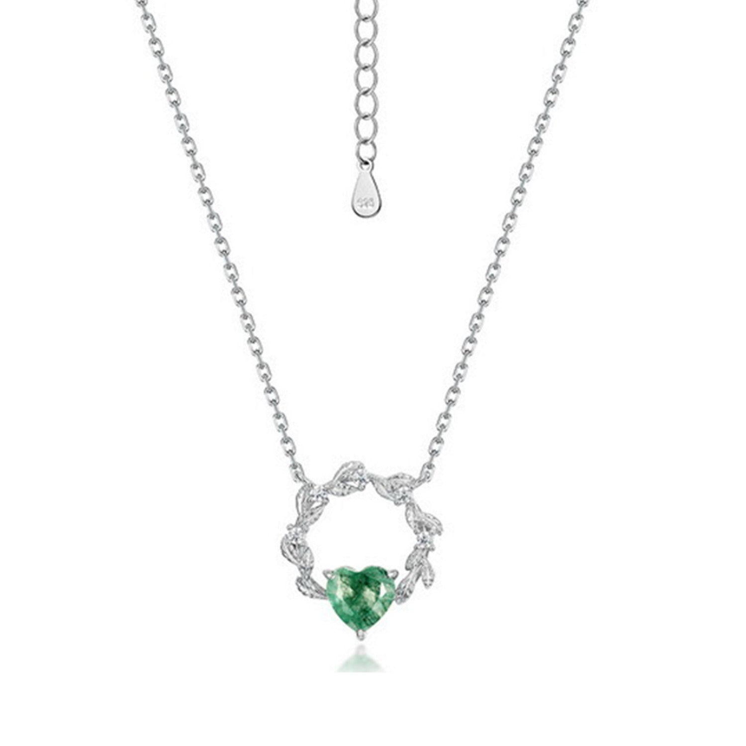 Daphne Heart Cut Moss Agate Nature Necklace