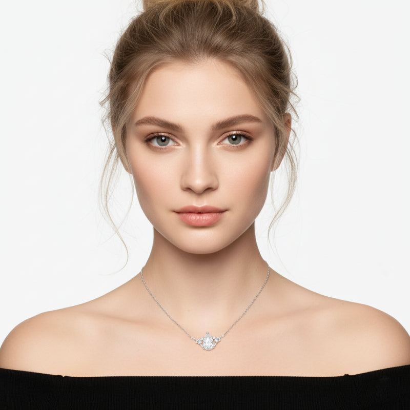 "Eira" Pear Cut Cubic Zirconia Classic Necklace