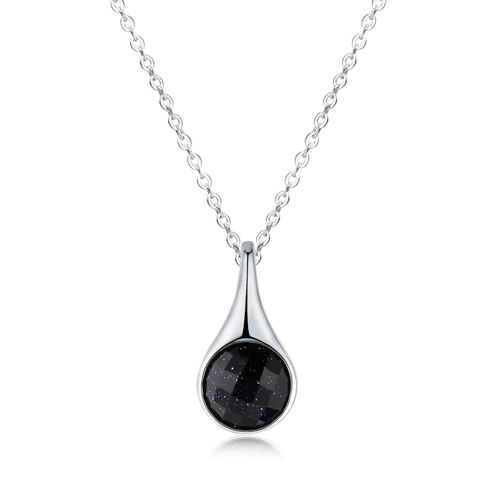 Yvaine - Round Cut Blue Sandstone Classic Necklace