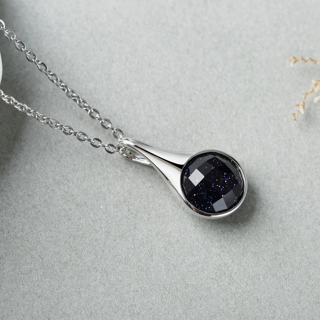 Yvaine - Round Cut Blue Sandstone Classic Necklace