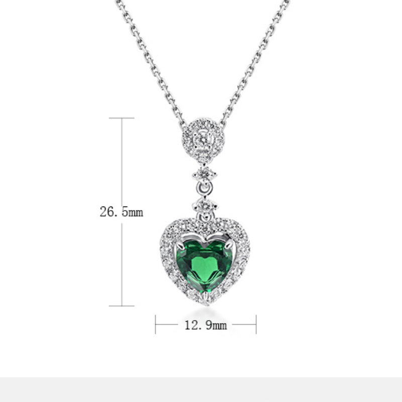 Heart Shaped Lab Emerald Halo Pendant