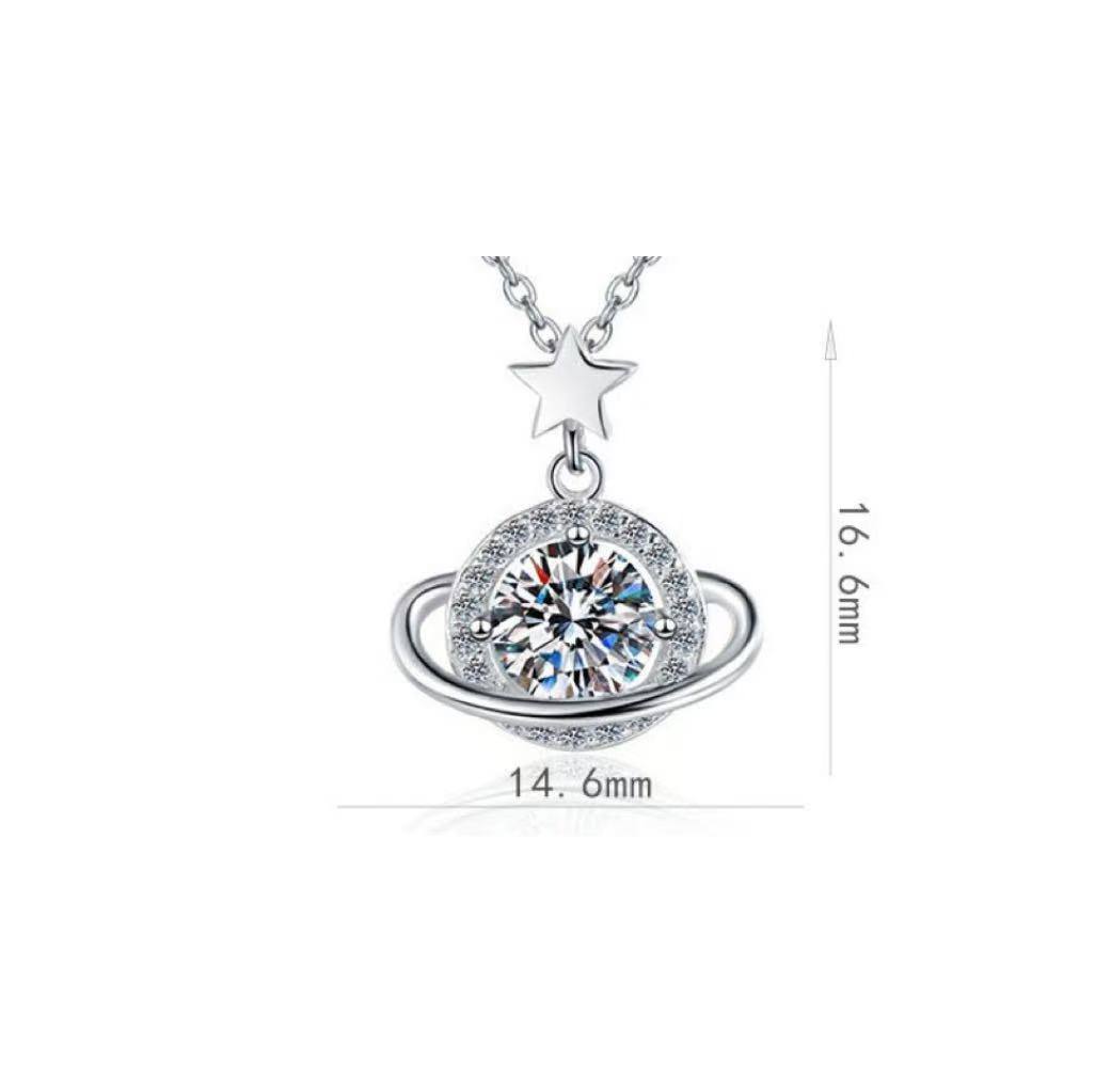 Cosmia - Round Cut Green Moissanite Galaxy Necklace