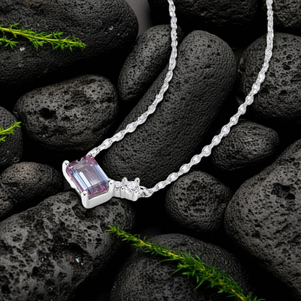 Estelle Emerald Cut Lab Alexandrite Classic Necklace