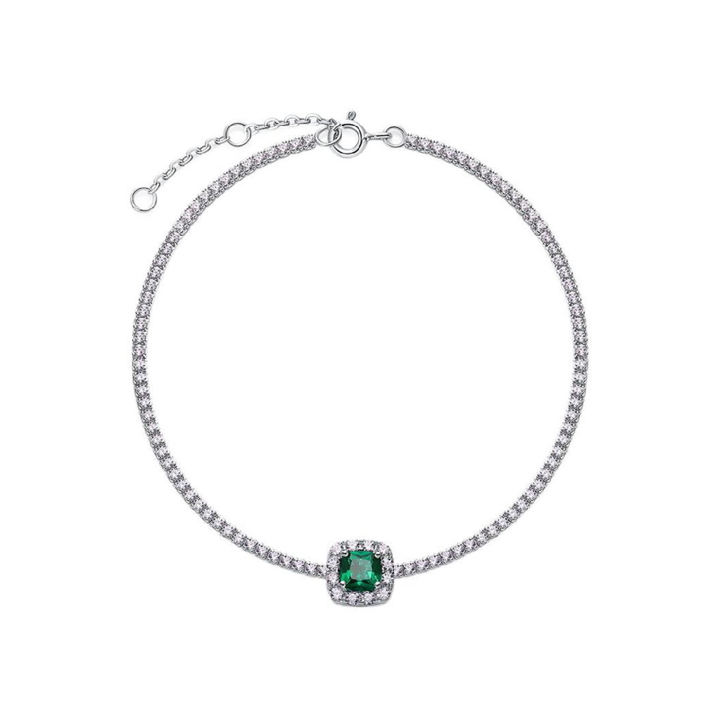 "Jade Serenity" - Cushion Cut Lab Emerald Classic Bracelet