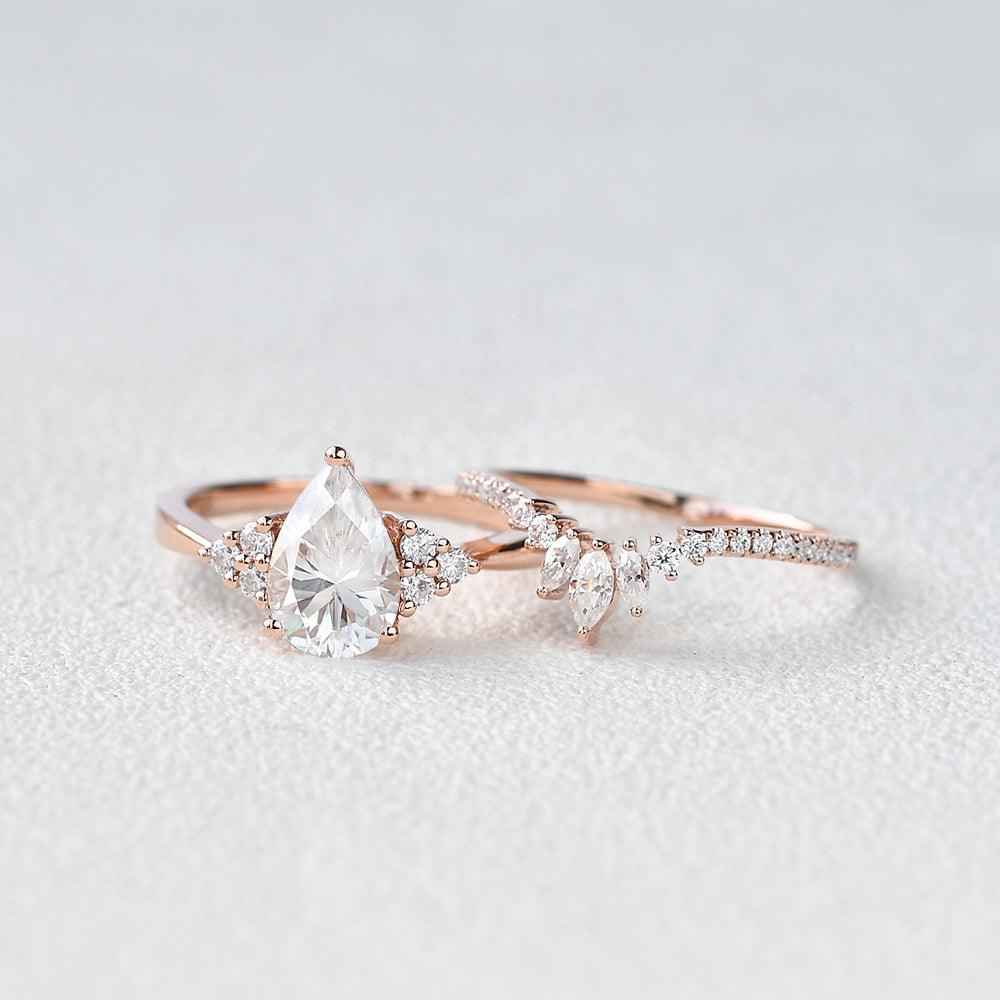 Pear Cut Moissanite Ring Classic Luxury Wedding Ring - Marjorie