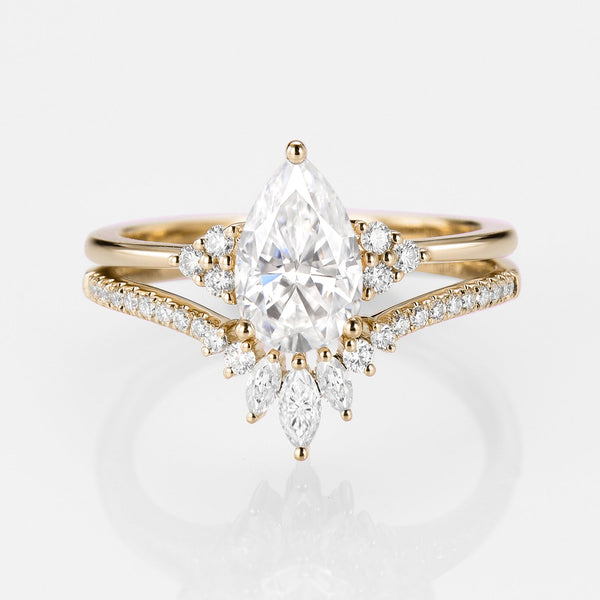 Pear Cut Moissanite Ring Classic Luxury Wedding Ring - Marjorie