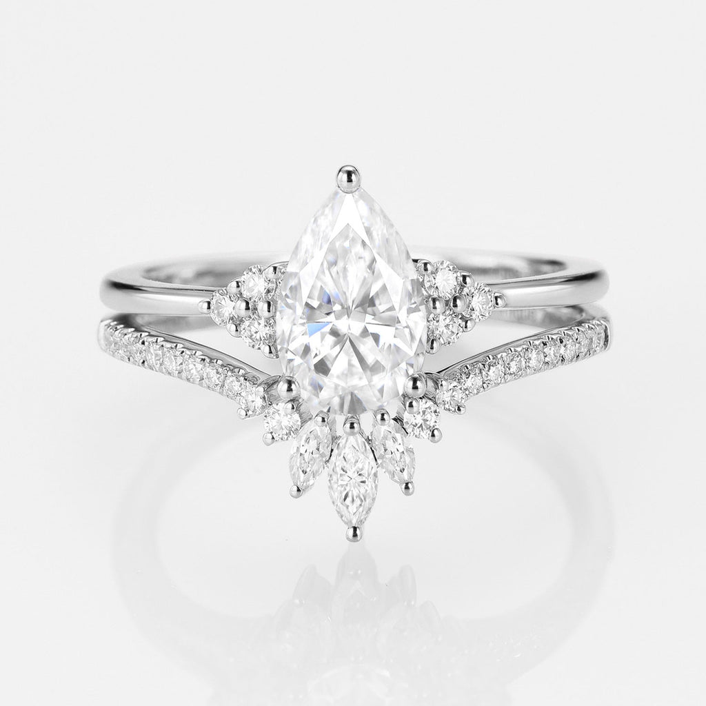 Pear Cut Moissanite Ring Classic Luxury Wedding Ring - Marjorie