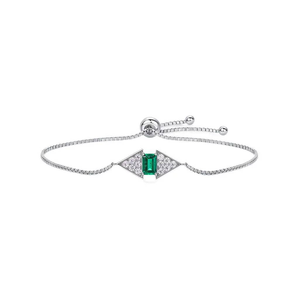 "Melora" - Emerald Cut Lab Emerald Classic Bracelet