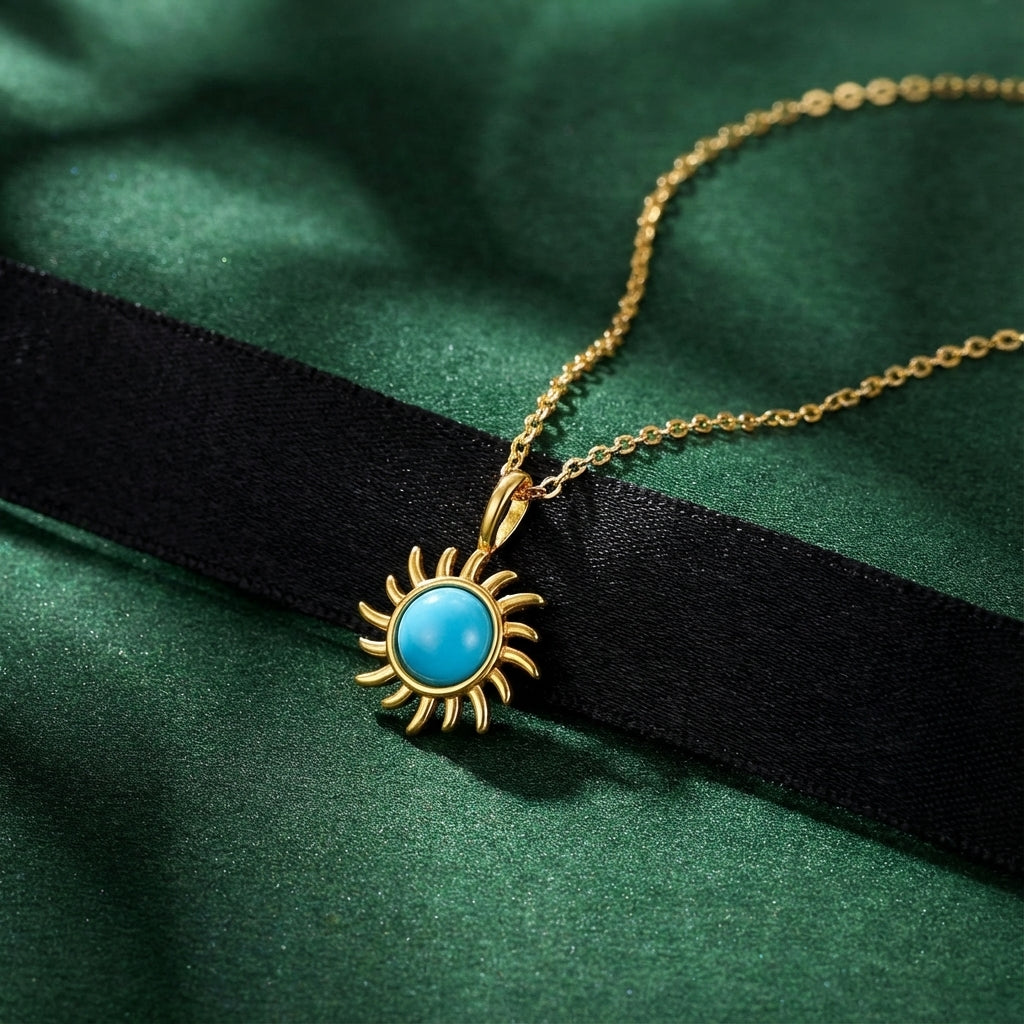 Collier Solar Bloom en opale ronde taille galaxie soleil