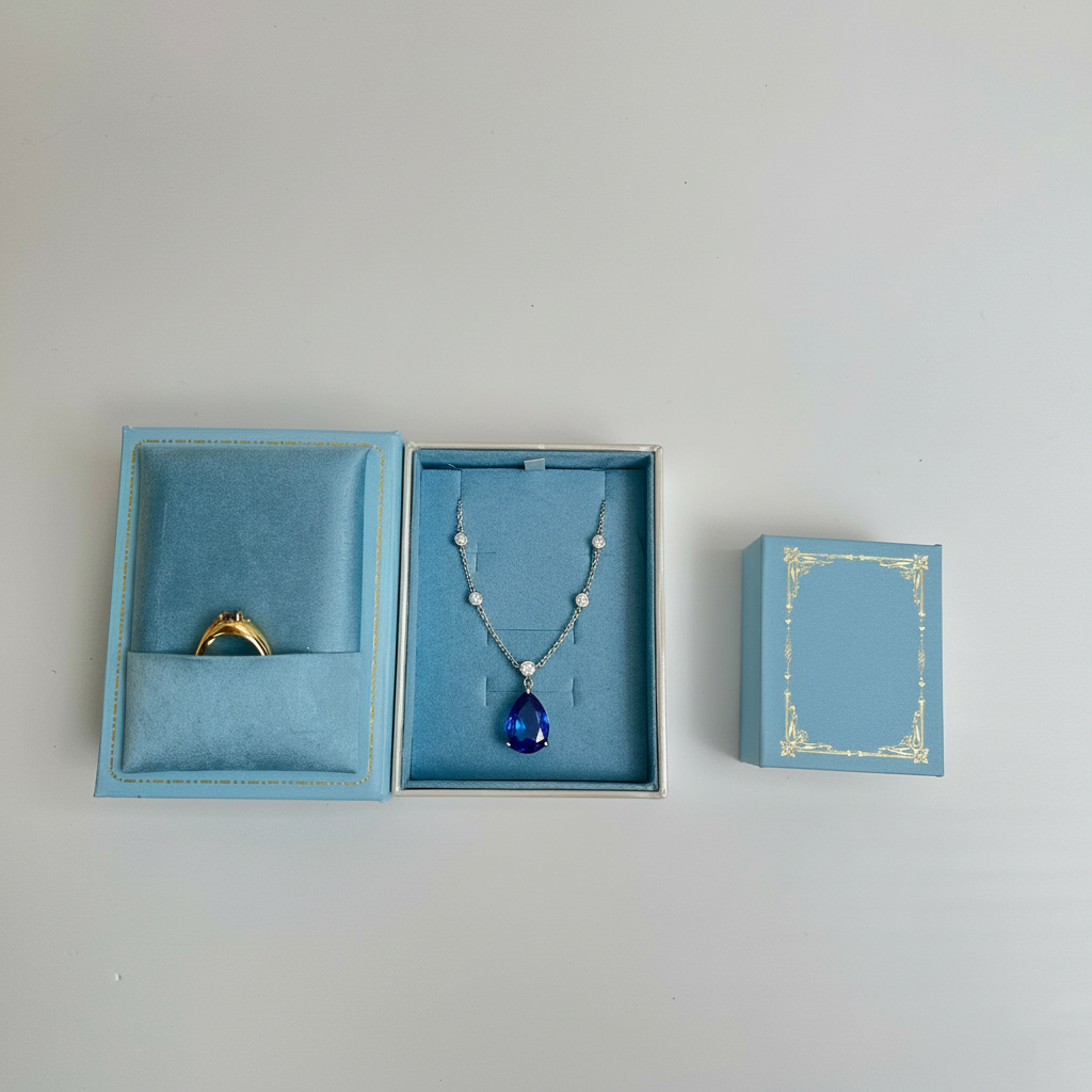 'Galadrien' Celestine Pear Cut Sapphire Classic Necklace