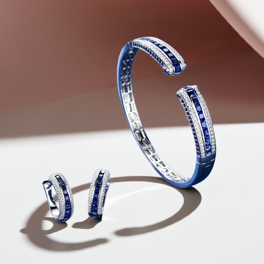 Lab Sapphire Classic Minimalist Hoop Earrings