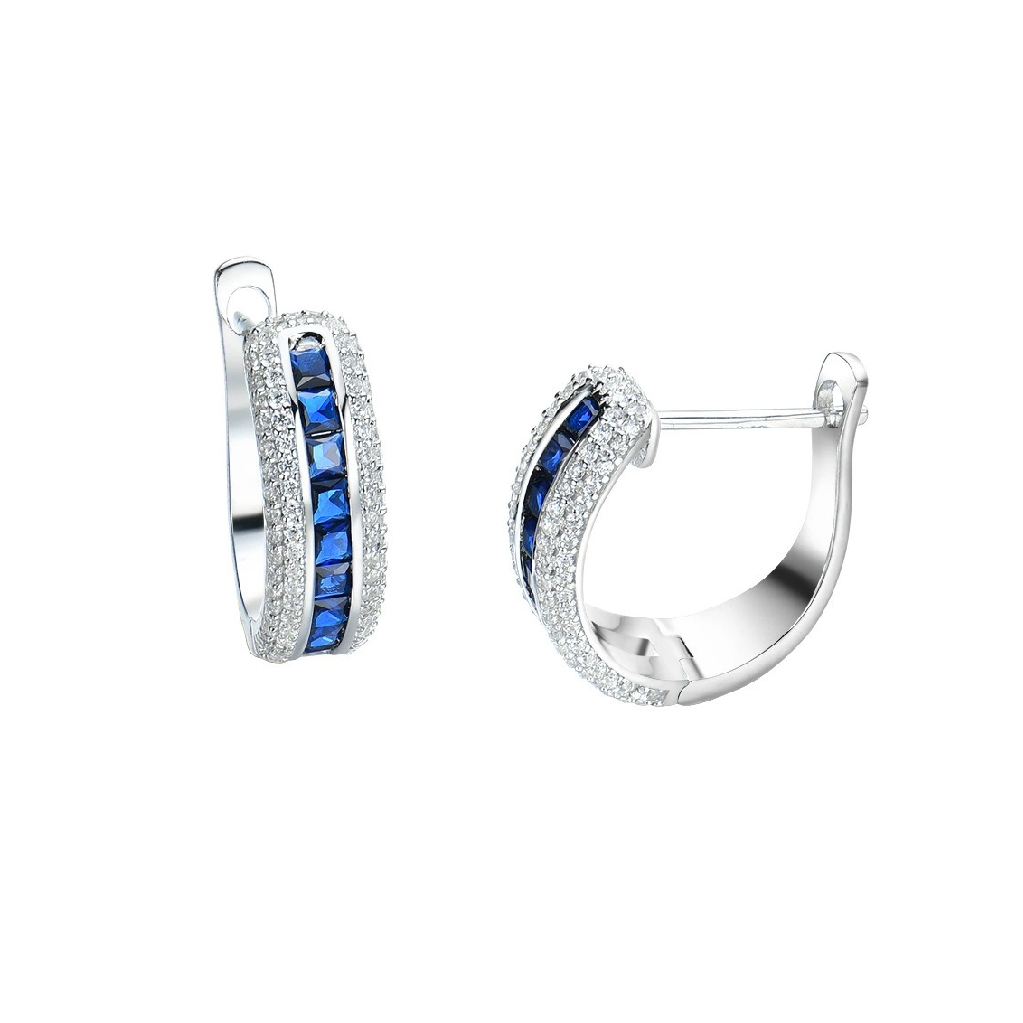 Lab Sapphire Classic Minimalist Hoop Earrings