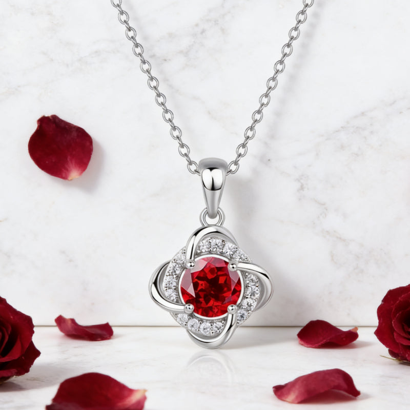 Seraphine Round Cut Ruby Classic Necklace