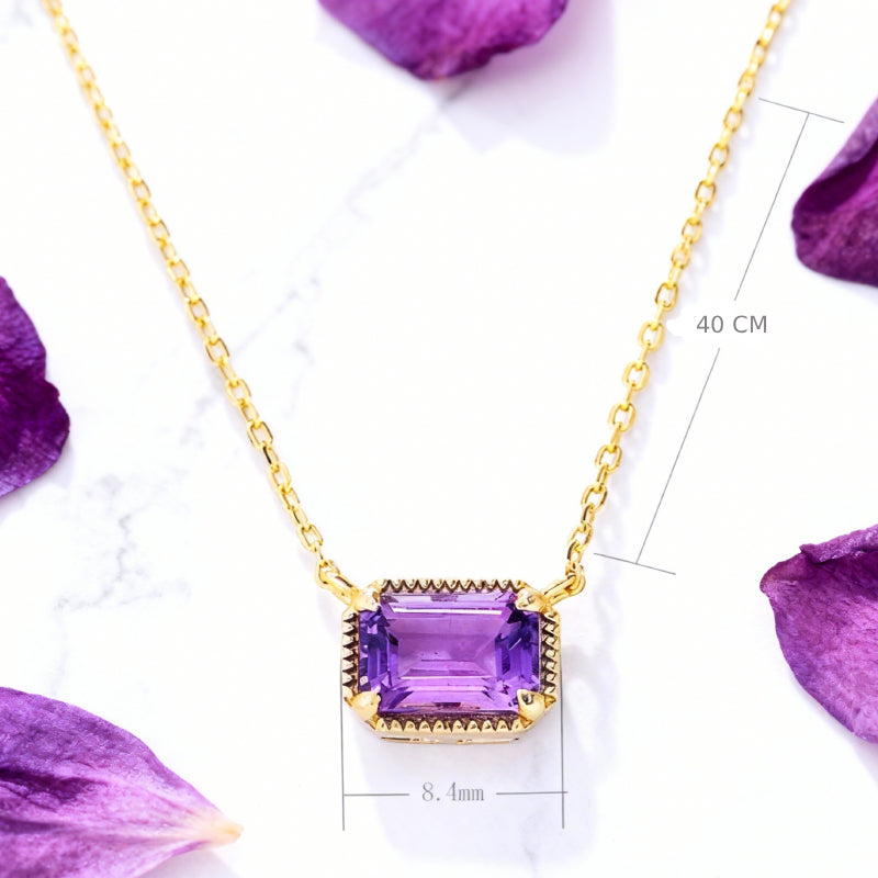 Collier classique Mirielle en améthyste taille émeraude