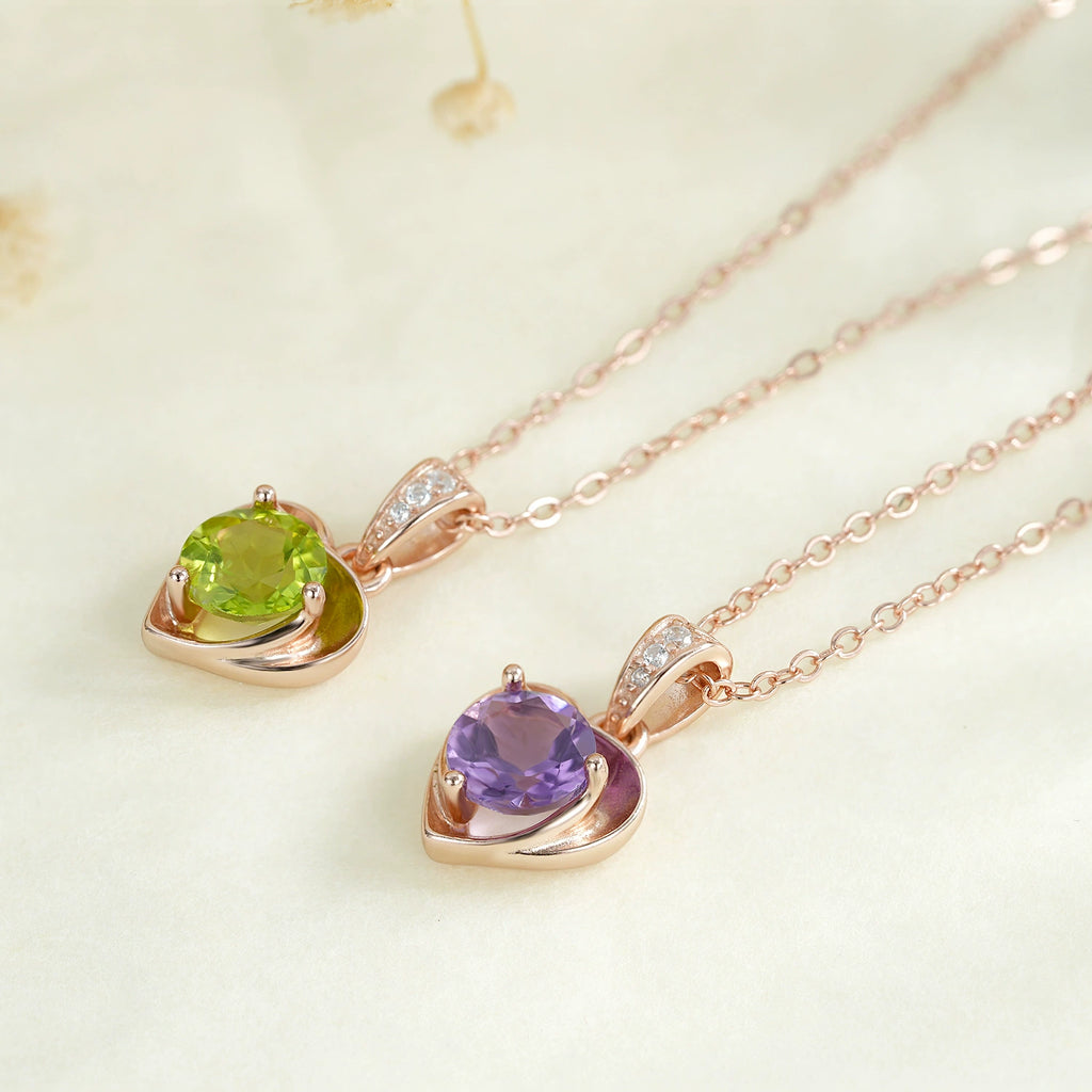"Grace" Heart Shaped Round Cut Peridot Classic Pendant
