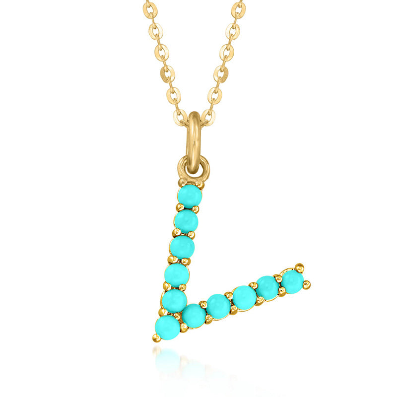 Persephone's Gift Elegant Turquoise Letter Dainty Classic Necklace