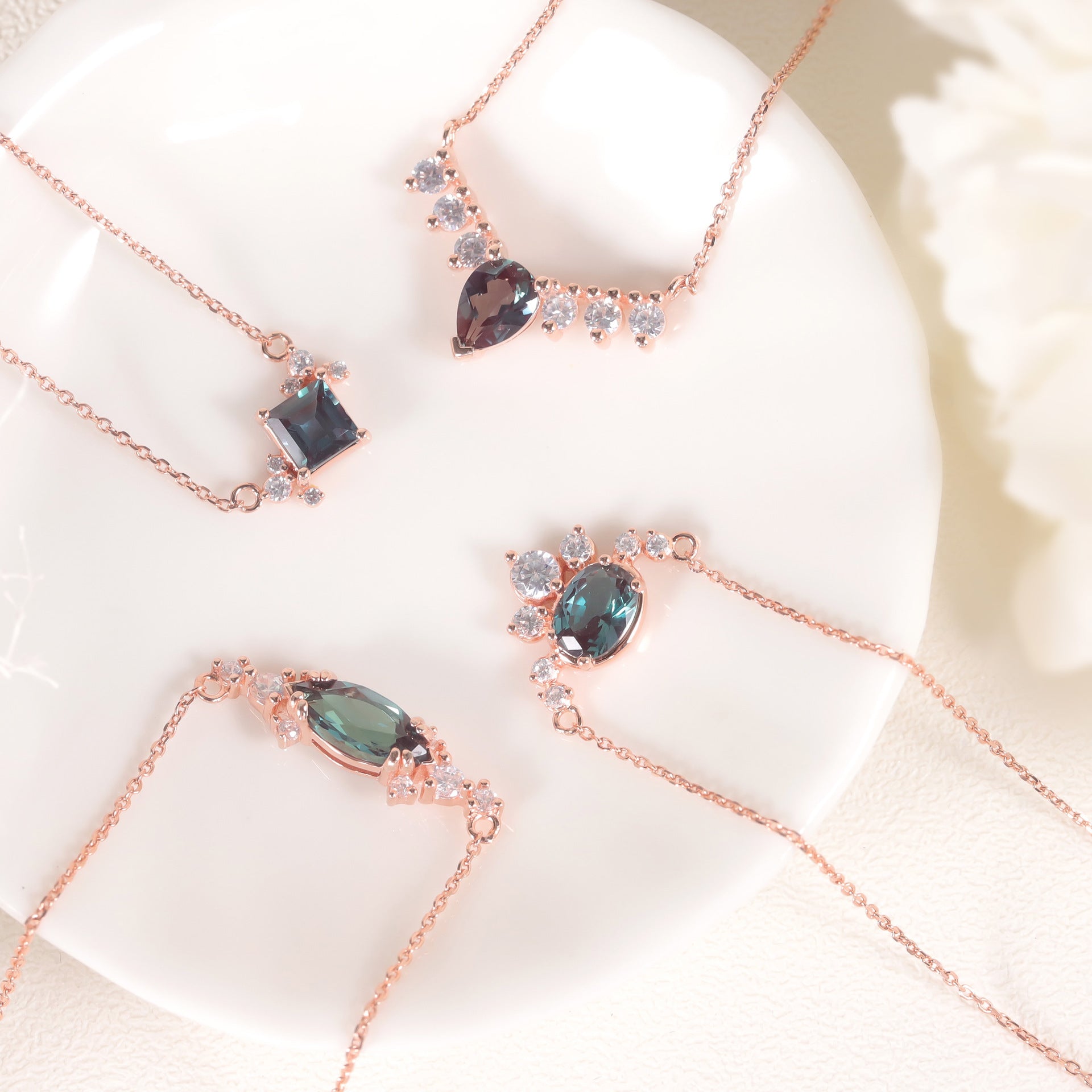 Beatrice Oval Cut Lab Alexandrite Unique Necklace