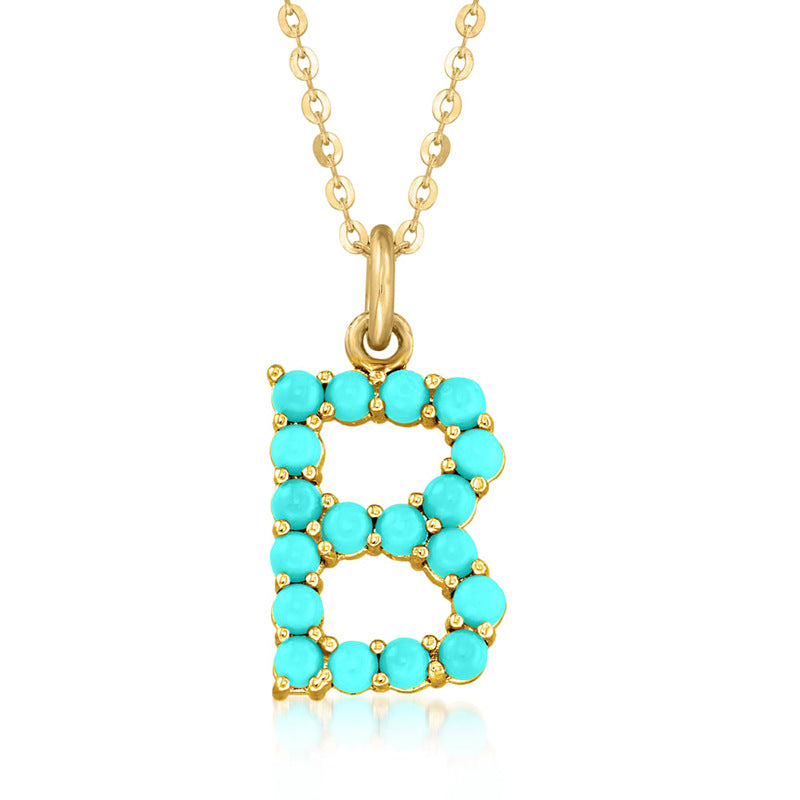 Persephone's Gift Elegant Turquoise Letter Dainty Classic Necklace