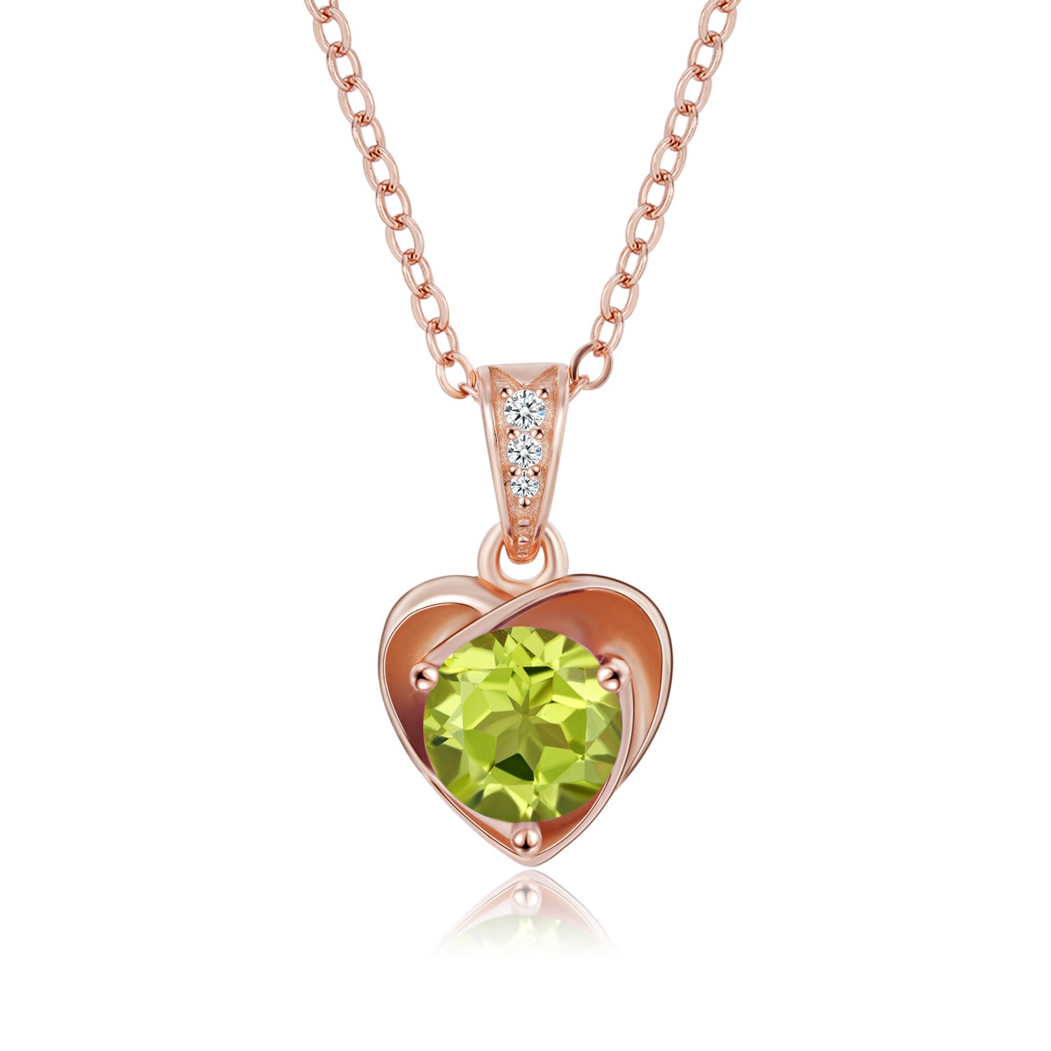 "Grace" Heart Shaped Round Cut Peridot Classic Pendant