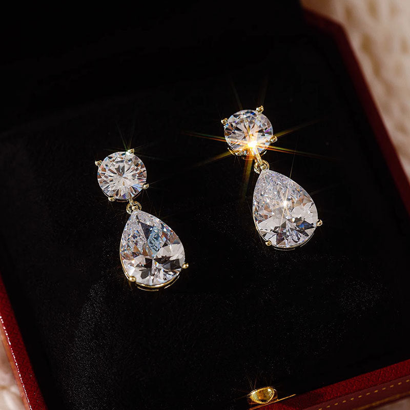 10K/14K Pear Cut Moissanite Drop Earrings Classic Wedding Earrings