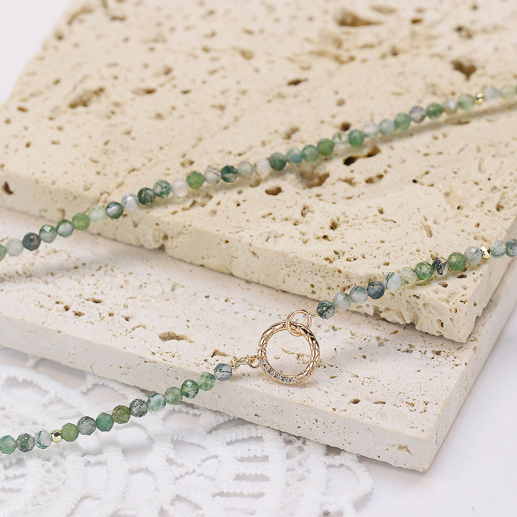 Handcrafted Moss Agate Beads Necklace