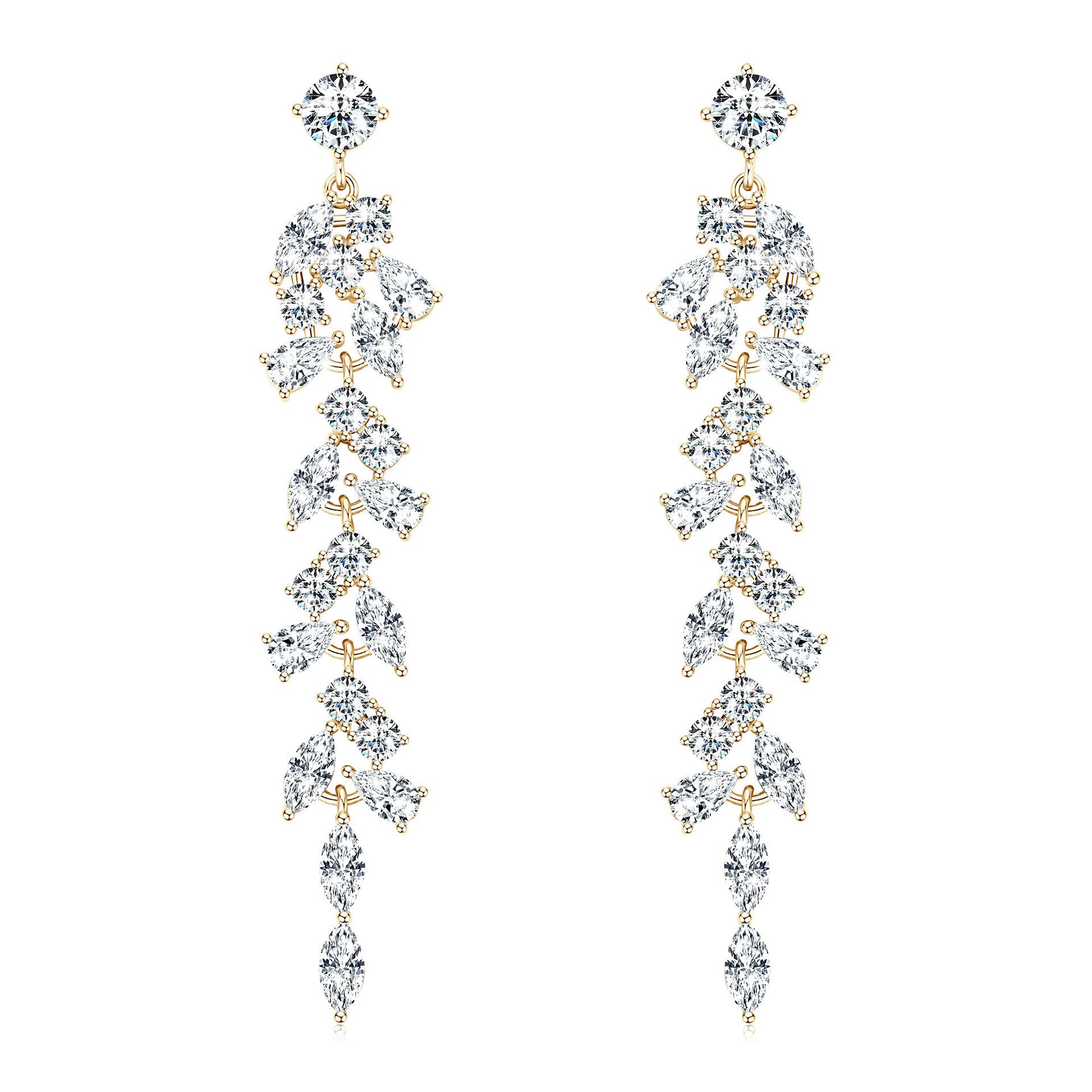 Astrid - Moissanite Dangle Silver Bridal Wedding Earrings