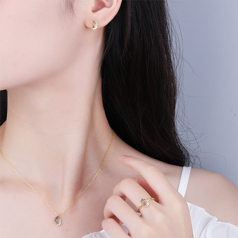 Melora - Oval Cut Black Rutilated Quartz Vintage Necklace