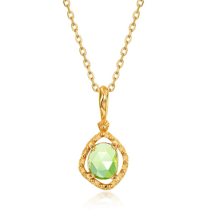 Theodora - Irregular Cut Green Peridot Unique Necklace