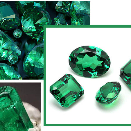 Collier en forme d'œil maléfique avec émeraude de laboratoire taille ronde