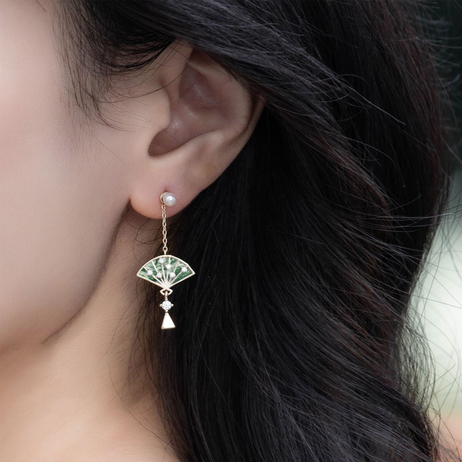 Moss Agate Inlay Tassel Design Unique Choices Drop Earrings