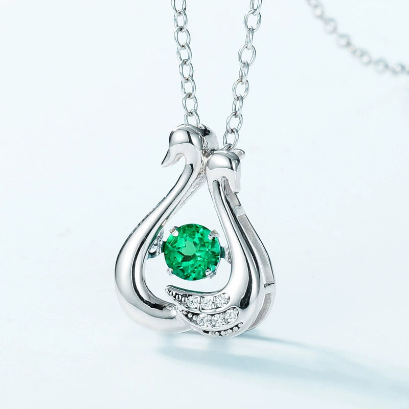 Eloise Round Cut Lab Emerald Nature Necklace