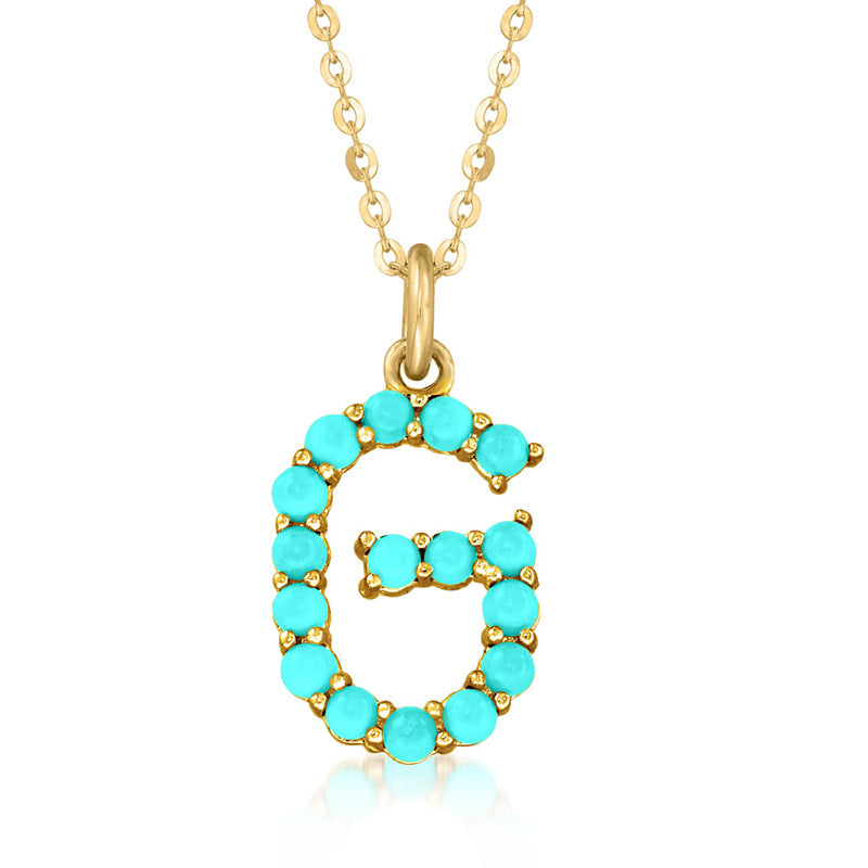 Persephone's Gift Elegant Turquoise Letter Dainty Classic Necklace