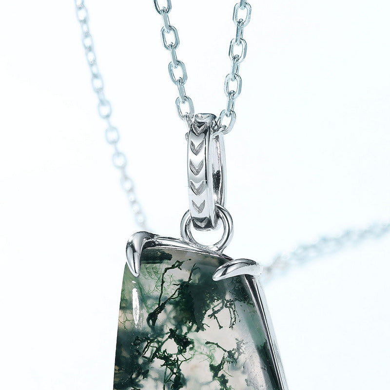 Glade -Moss Agate Minimalist Unique Pendant