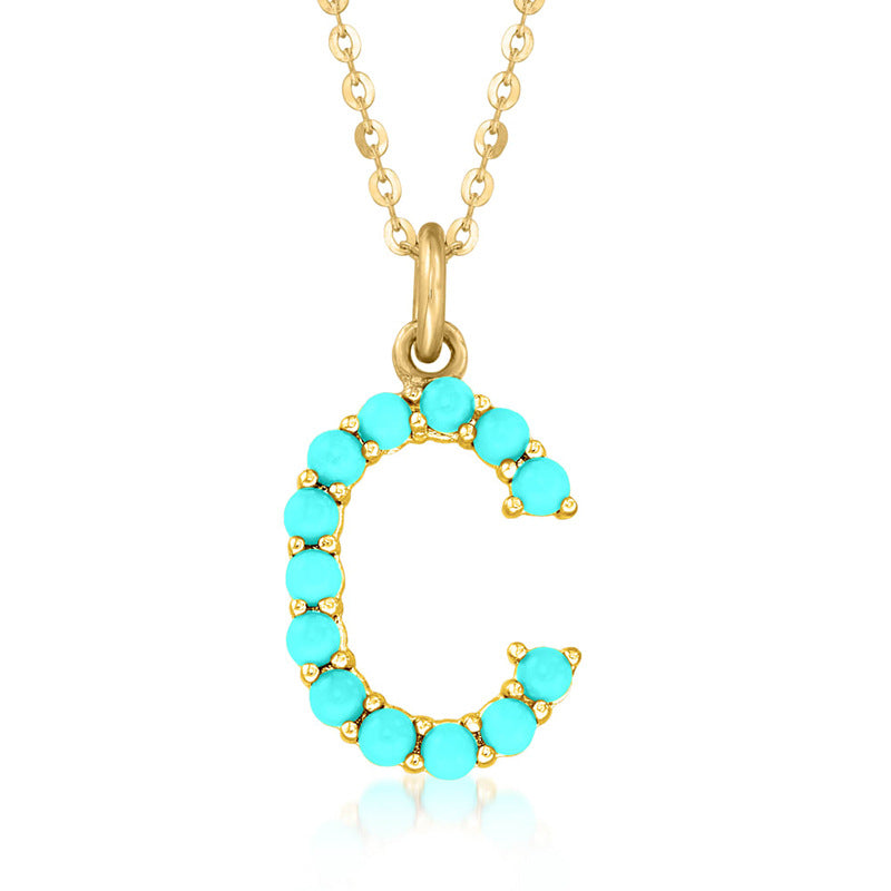 Persephone's Gift Elegant Turquoise Letter Dainty Classic Necklace