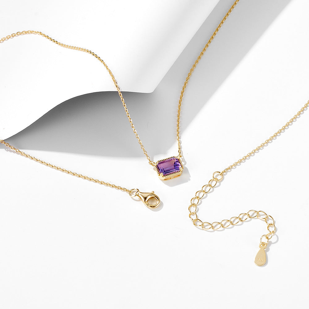 Mirielle Emerald Cut Amethyst Classic Necklace