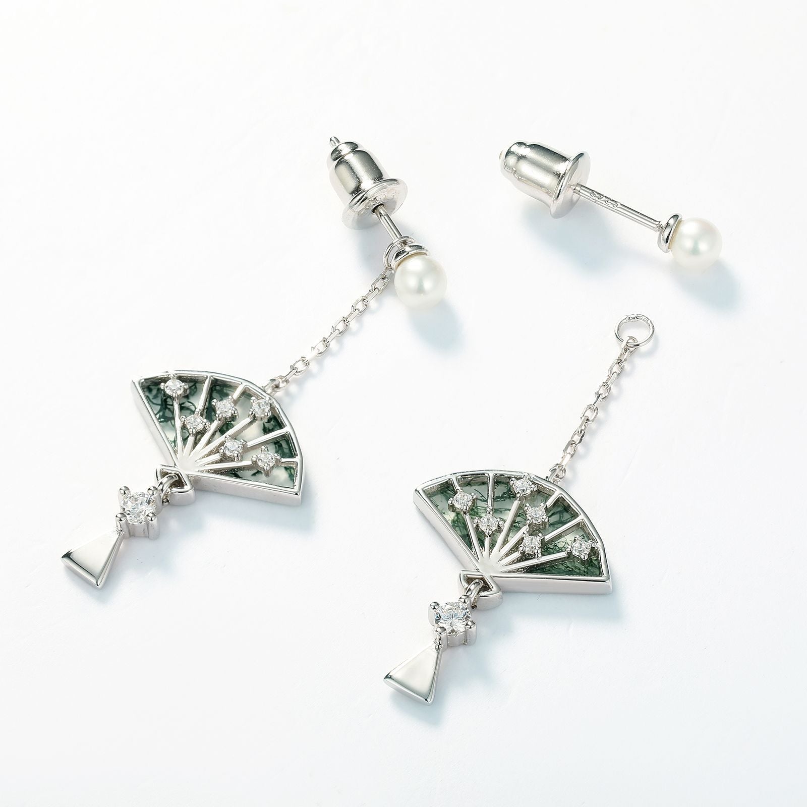 Moss Agate Inlay Tassel Design Unique Choices Drop Earrings